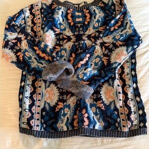 Moth Marled Knit Top - Navy, Cream & Peach